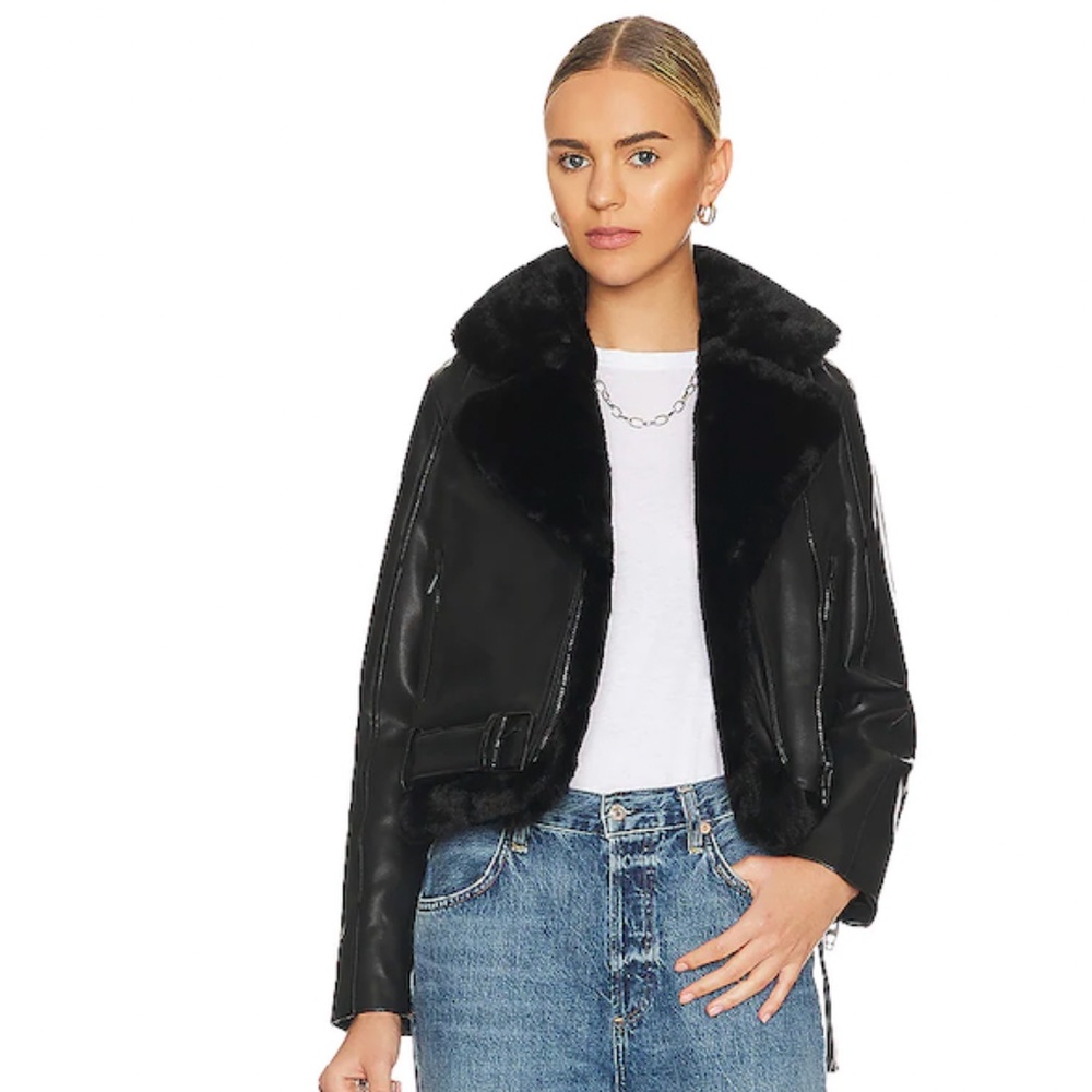 BRAND NEW BLACK Vegan Leather Jacket from REVOLVE